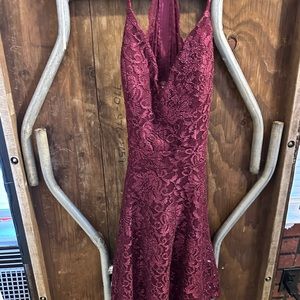Burgundy color mini prom or night on the town dress